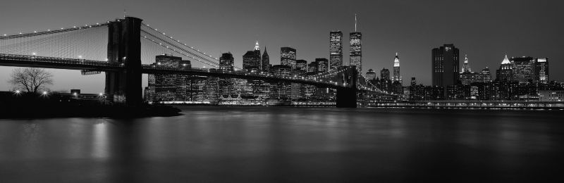 Siyah Beyaz Newyork Panoramik Kanvas Tablo