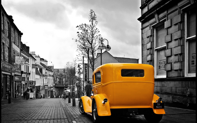 Klasik Sarı  Araba Kanvas Tablo