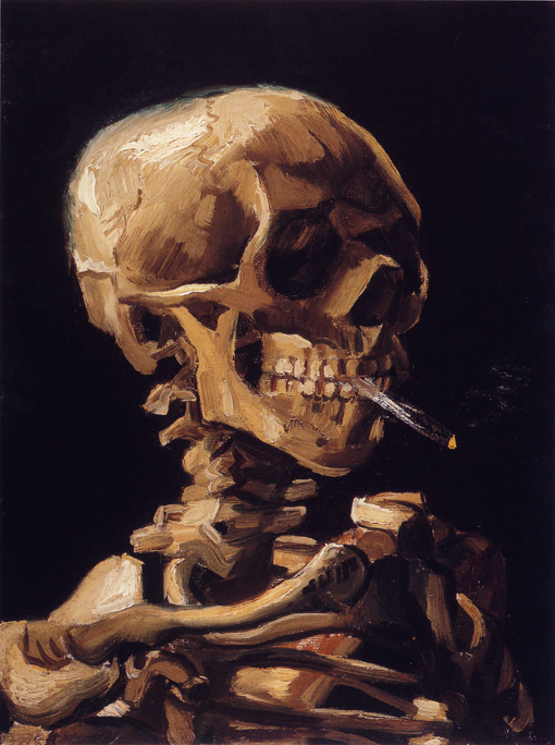 Sigara İçen Kafatası Kanvas Tablo