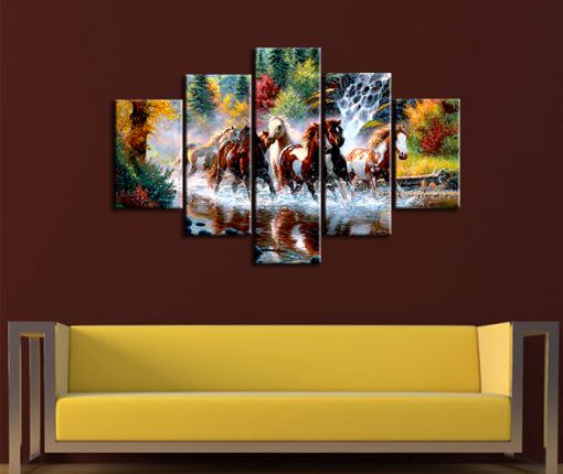  Koşan Atlar Kanvas Tablo