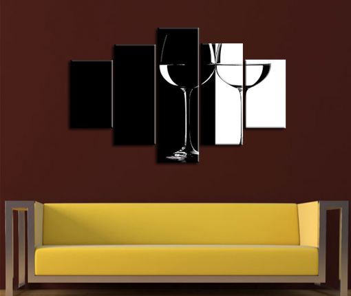  Siyah Beyaz Kadeh Kanvas Tablo