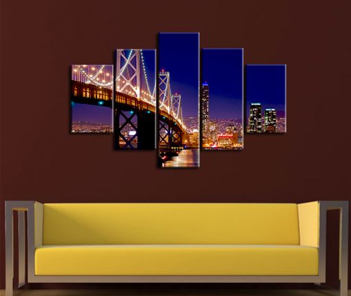  Köprü Gece Görüntüsü Kanvas Tablo
