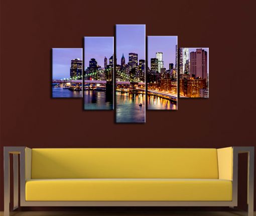  Şehir Gece Görünüşü Kanvas Tablo