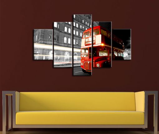  Kırmızı Otobüs Kanvas Tablo