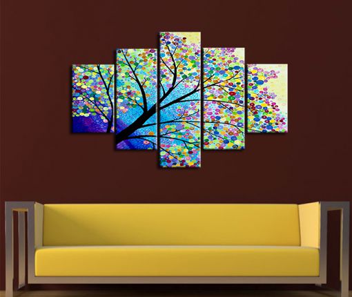 Renkli Ağaç Kanvas Tablo